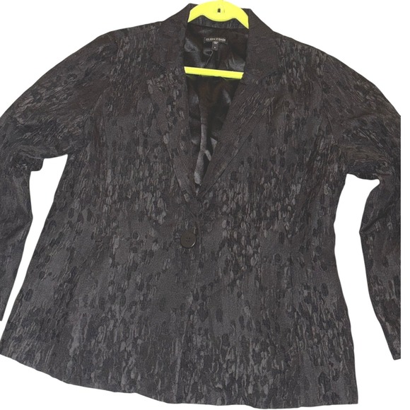 Eileen Fisher sz LG Silk Chenille Water Lily Jaquard Blazer Fully Lined MINT - Picture 6 of 11